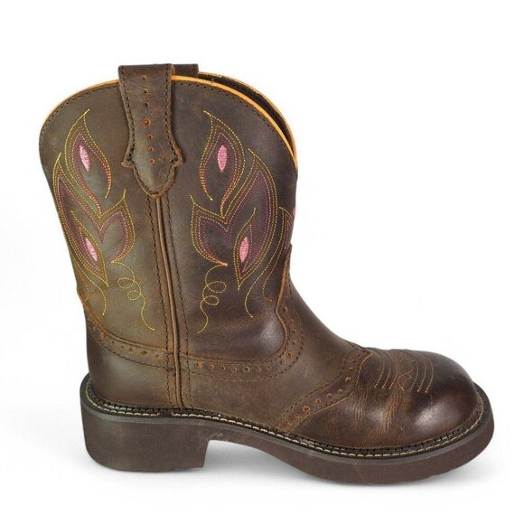 Justin Gemma 8" Round Toe Western Cowboy Boots Dark Brown GY9526 Women's 7B - Picture 7 of 10